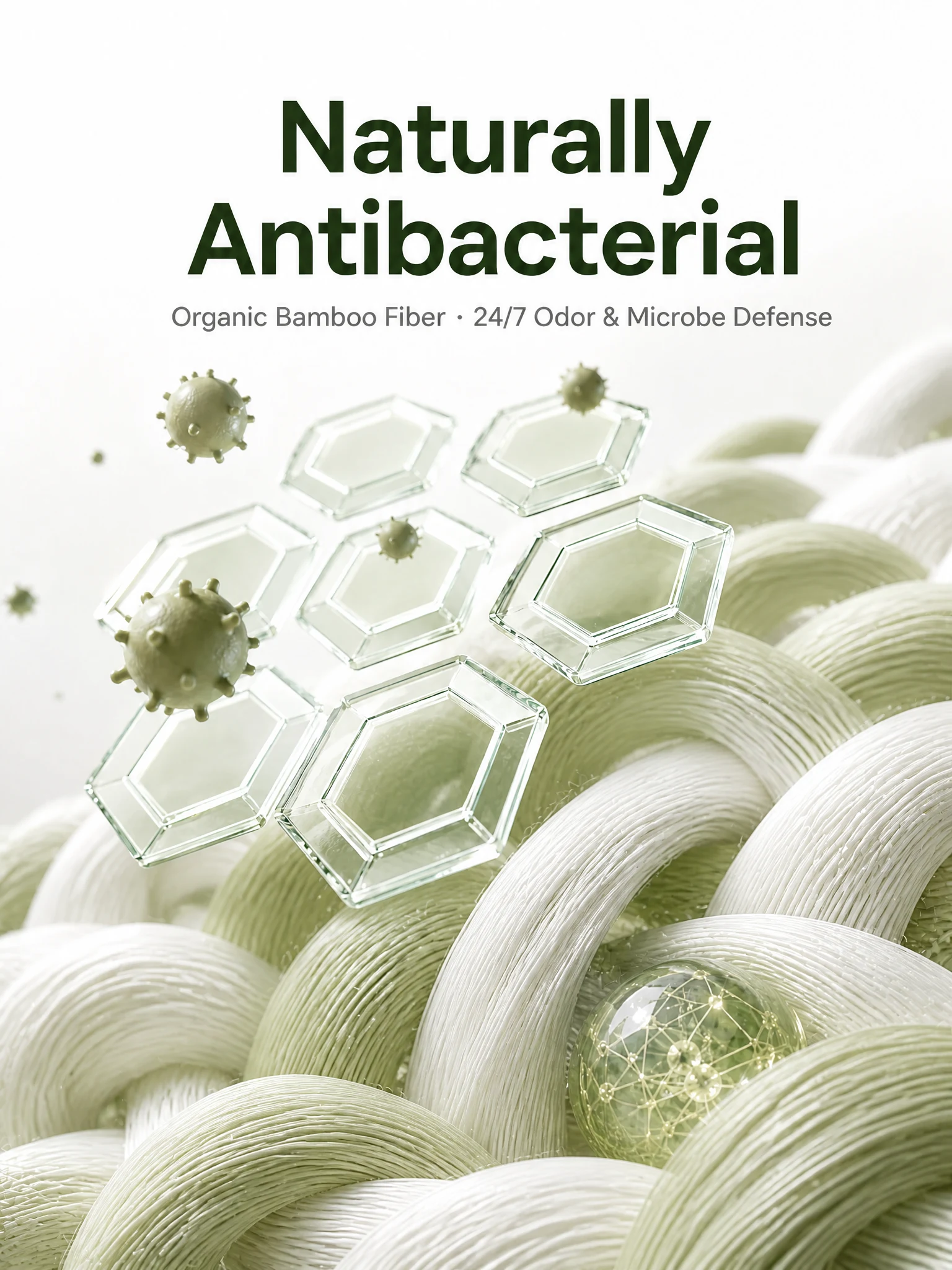 Bamboo-derived fibers visualized with an antibacterial freshness concept
