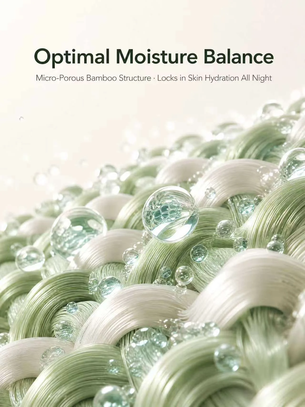 Moisture droplets on micro-porous bamboo-derived fibers