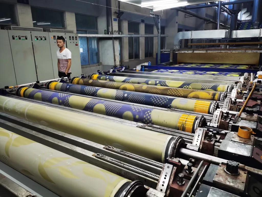 Rotary textile printing trial running on factory equipment