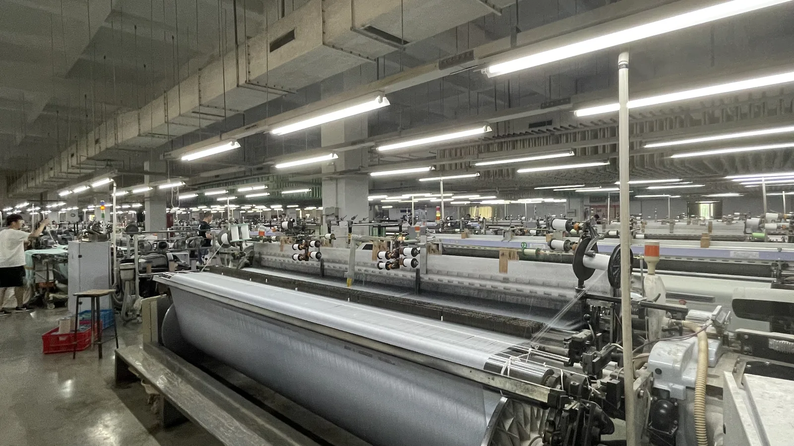 Silk fabric weaving workshop for bulk production