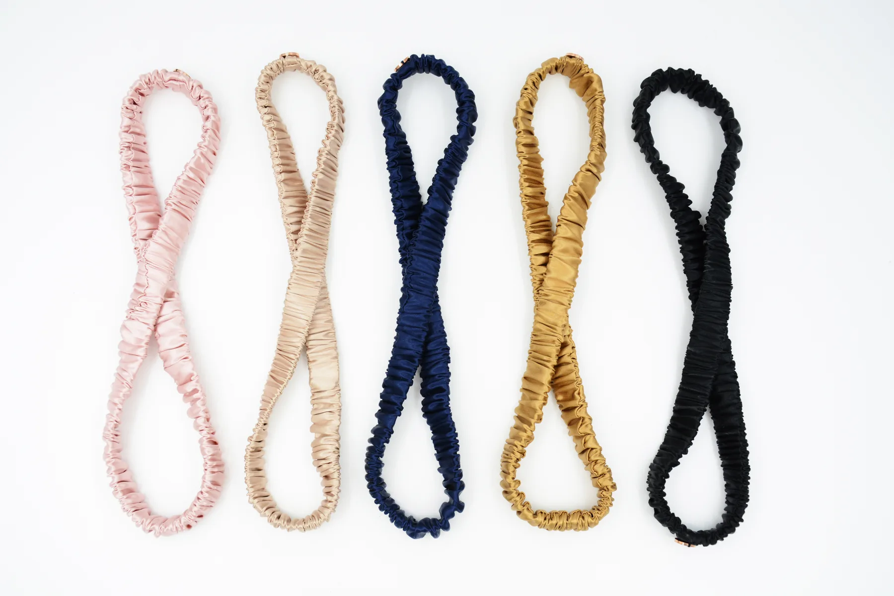Silk wrap headbands in five colors