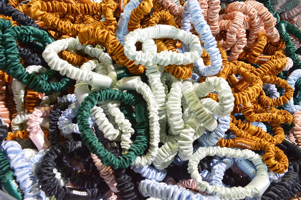 Silk scrunchie assortment in coordinated colors