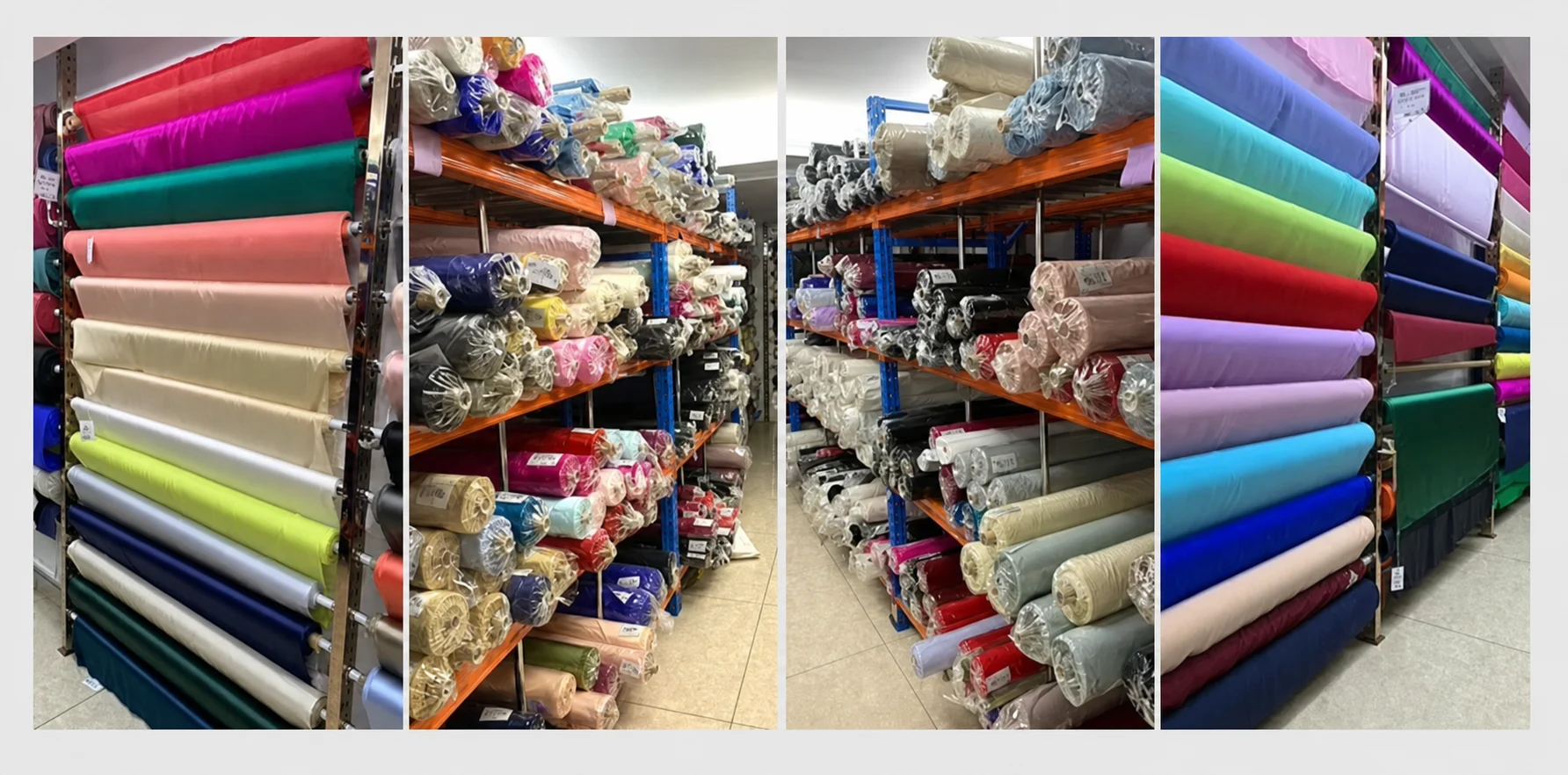 Silk fabric rolls and color inventory for custom bedding development