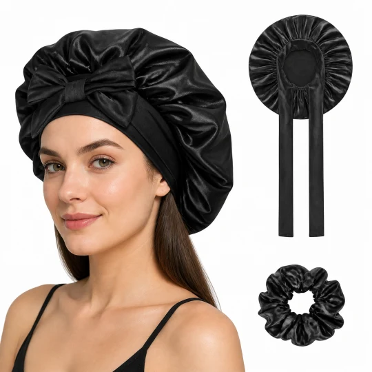 High-volume and long-hair bonnet silk bonnet structure
