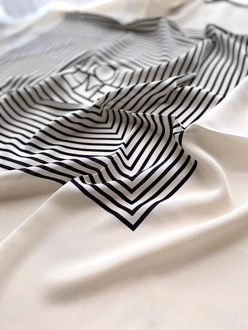 Printed silk scarf fabric and edge detail