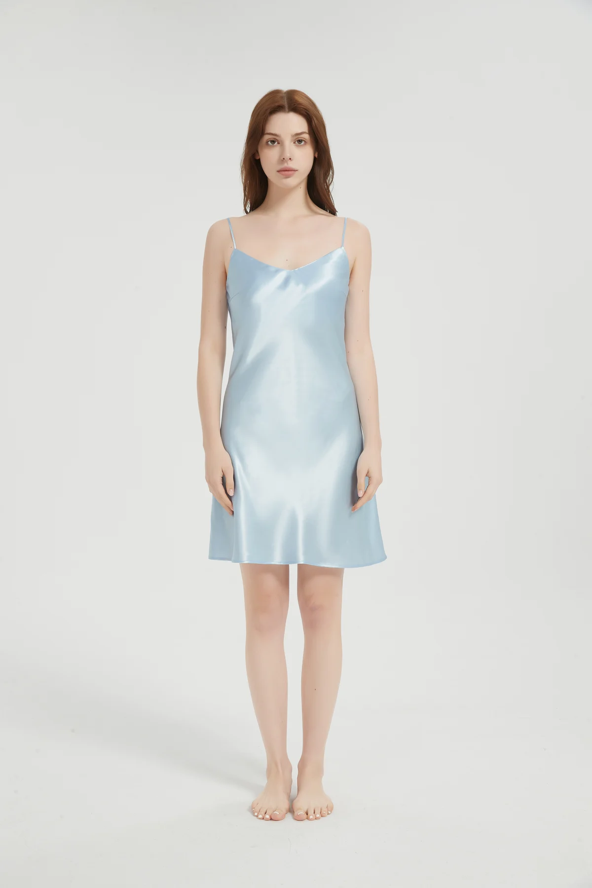 Light Blue Silk Slip Dress