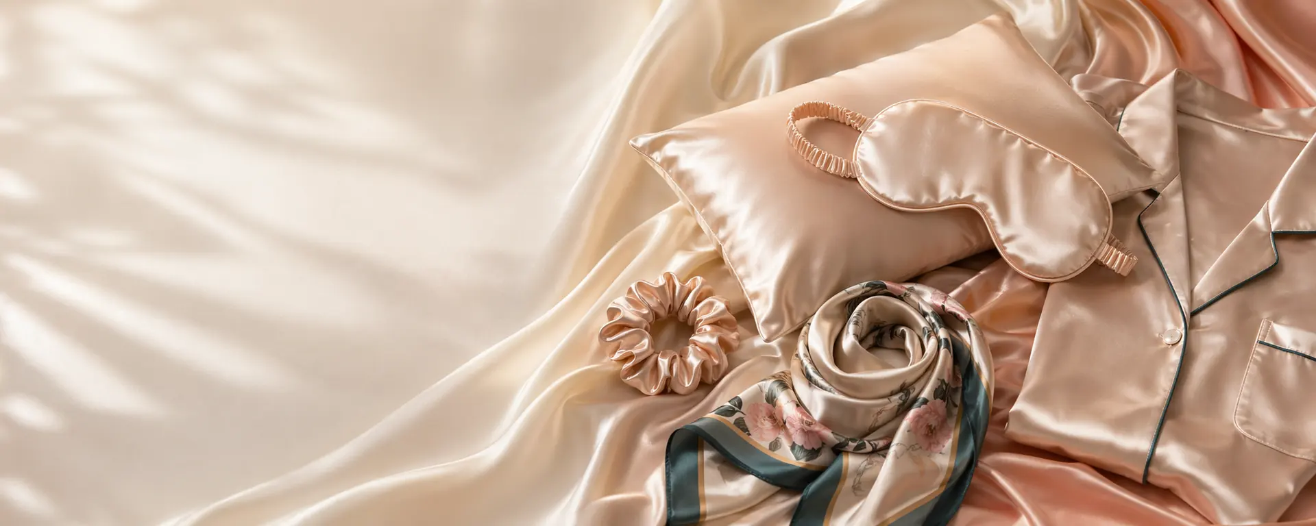 Premium silk products and material presentation