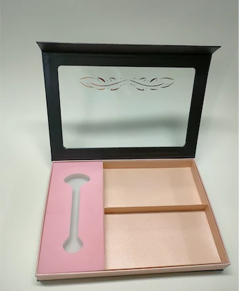 Open rigid gift box with custom fitted compartments