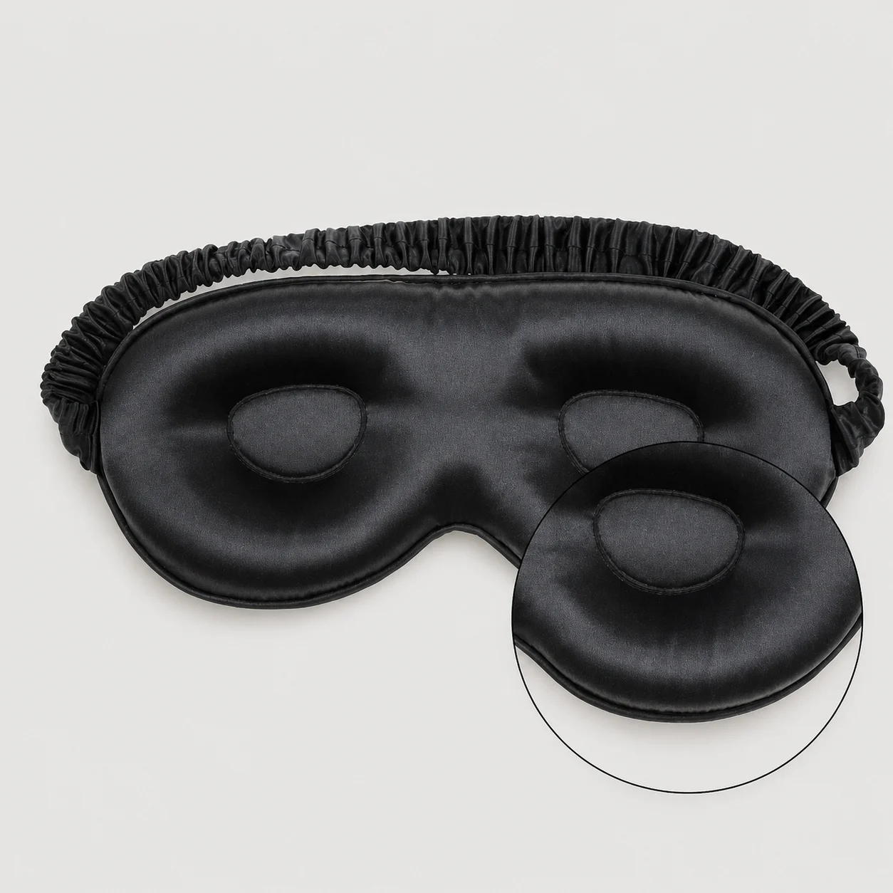 Masque noir en soie 3D arrondi avec coques surélevées