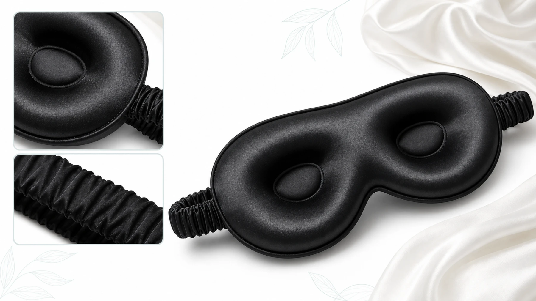 Gros plan de la structure d'un masque noir en soie 3D