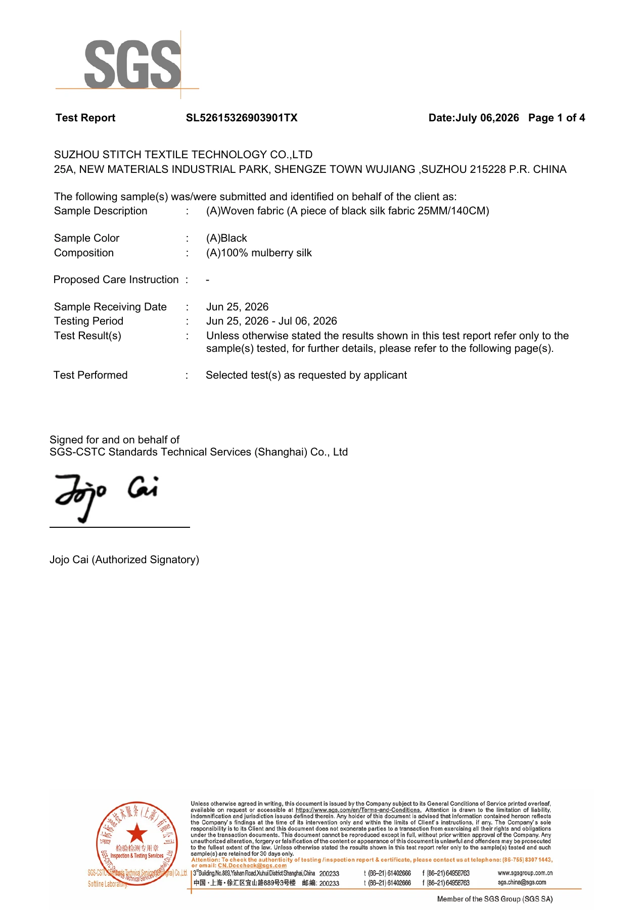SGS report page 1