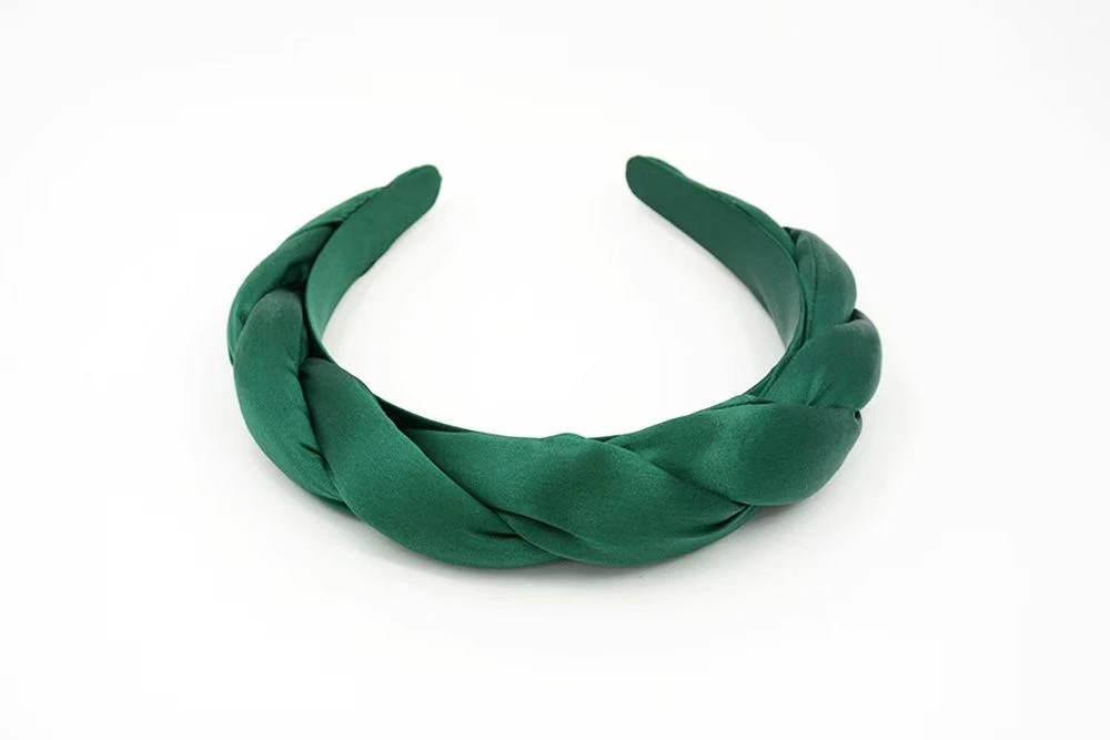 Green braided silk headband