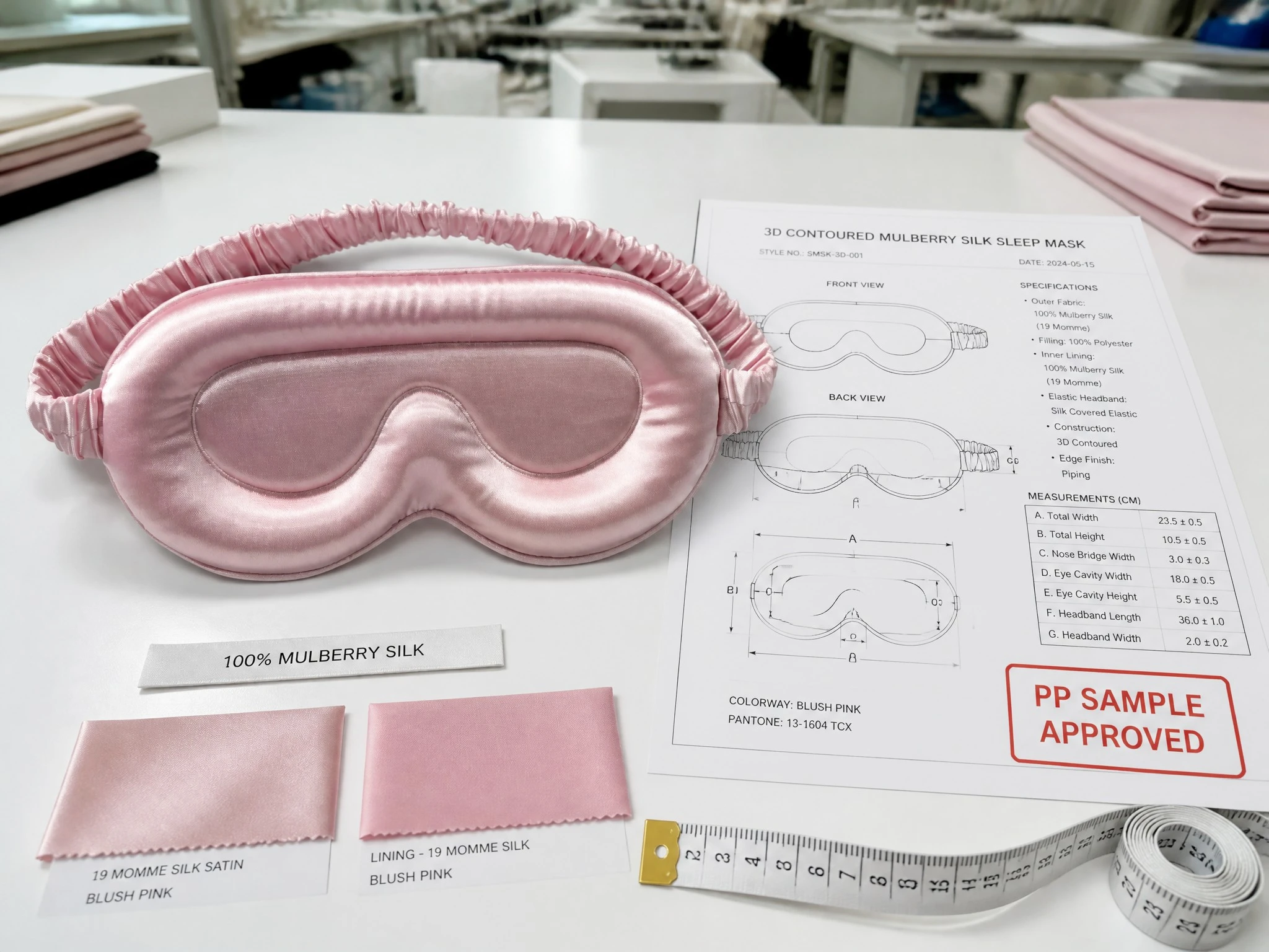 Private-label packaging set for a black 3D silk eye mask